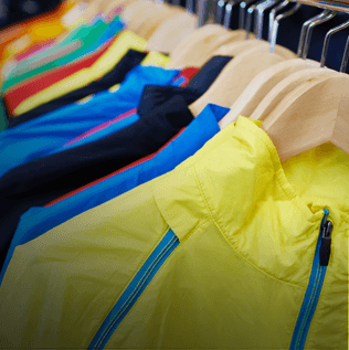 Athletic Jackets on Clothes Rack