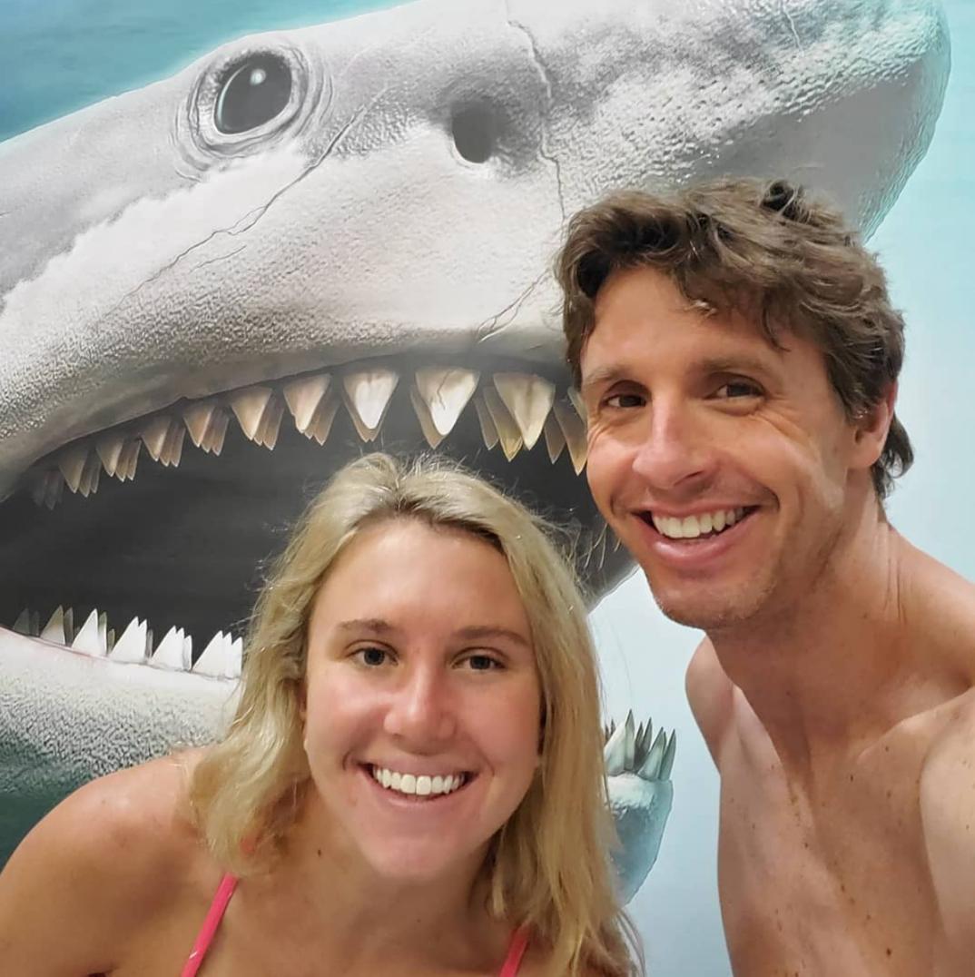 Couples with shark