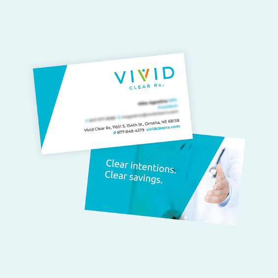 Vivid clear rx business card